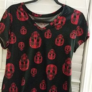 Red Plaid Candy Skulls T-shirt